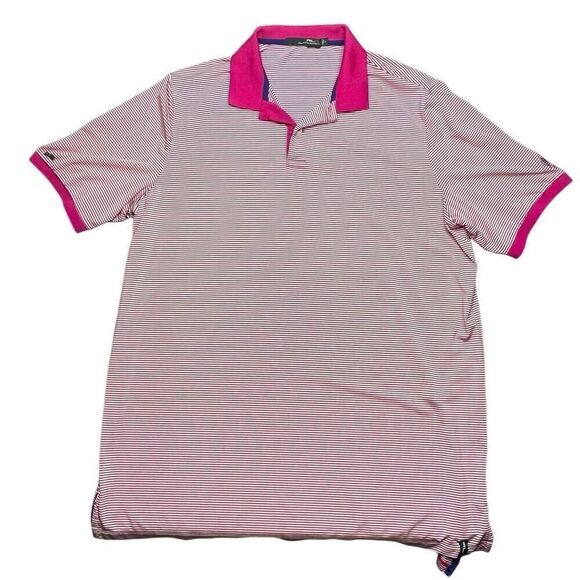 Ralph Lauren RLX Golf Polo Shirt Men’s L Pink Magenta Striped Short Sleeve - Picture 1 of 13